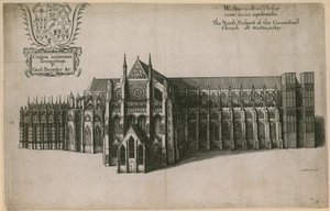 Het noordelijke uitzicht van de kloosterkerk van Westminster, Londen door Wenceslaus Hollar