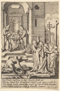Het handen wassen, 1625-77 door Wenceslaus Hollar