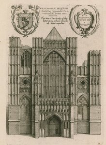 Het westelijke aanzicht van de voormalige kloosterkerk van Westminster, Londen door Wenceslaus Hollar