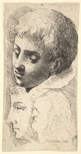 Drie hoofden, 1645 door Wenceslaus Hollar