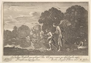 Tobias en de engel, 1644-52 door Wenceslaus Hollar