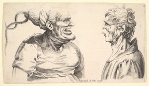 Twee misvormde hoofden door Wenceslaus Hollar