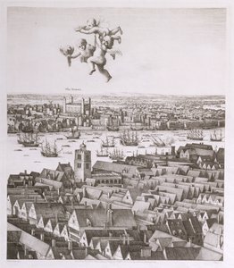 Uitzicht op Londen, gepubliceerd 1647 (facsimile kopie) (detail)