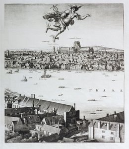 Uitzicht op Londen, gepubliceerd 1647 (facsimile kopie) (detail) door Wenceslaus Hollar