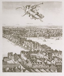Uitzicht op Londen, gepubliceerd 1647 (facsimile kopie) (detail) door Wenceslaus Hollar