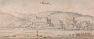 Uitzicht op Steiereck aan de Donau door Wenceslaus Hollar