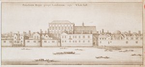 Uitzicht op Whitehall, 1645 door Wenceslaus Hollar