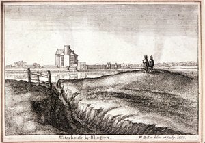 Uitzicht op het gebied rond New River Head, Finsbury, Londen door Wenceslaus Hollar