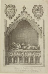 Uitzicht op het graf van Avaline, gravin van Lancaster (vrouw van Edmund, graaf van Lancaster) in Westminster Abbey, 1666