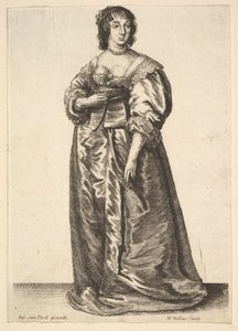 Hele lengte dame, naar Anthony van Dyck door Wenceslaus Hollar