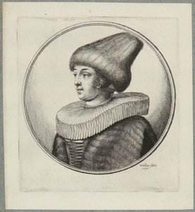 Vrouw met een puntige bontmuts door Wenceslaus Hollar