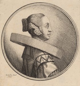 Vrouw met een kraag in profiel, 1643 door Wenceslaus Hollar
