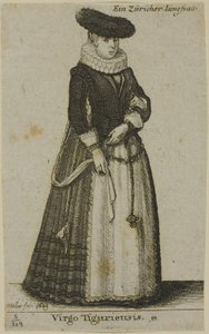 Jonge Züricher Vrouw door Wenceslaus Hollar