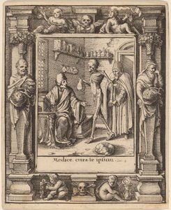 Dokter door Wenceslaus Hollar after Hans Holbein the Younger after Abraham van Diepenbeeck