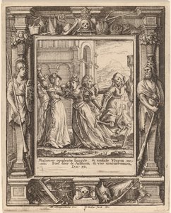 Koningin door Wenceslaus Hollar after Hans Holbein the Younger after Abraham van Diepenbeeck