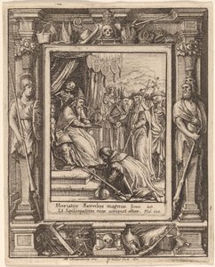 De paus door Wenceslaus Hollar after Hans Holbein the Younger after Abraham van Diepenbeeck