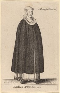 Deense Vrouw door Wenceslaus Hollar after Hendrik J. van Craenhals