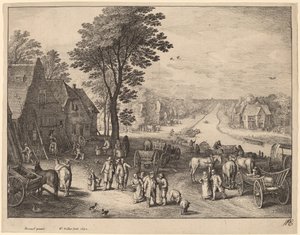 Het Kanaal door Wenceslaus Hollar after Pieter Brueghel the Younger