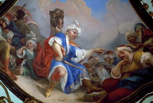 Fresco, grote zaal van Kasteel Ploskovice, Bohemen, Tsjechië
