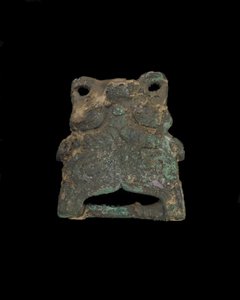Ornament: grotesk dierenmasker (brons)