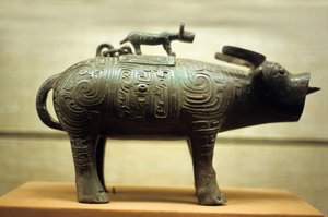 Wijnvaas in de vorm van een os, bekroond door een tijger door Western Zhou Dynasty Chinese School