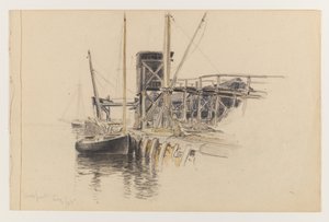 Zeilboot Aangemeerd, Newport door Whitney Warren