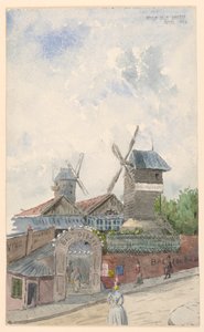 Tekening, Moulin de la Galette, Parijs, april 1887 door Whitney Warren Jr.
