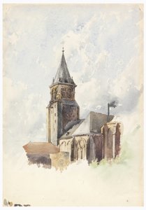 Tekening, Saint Germain-des-Prés, Parijs, ca. 1887 door Whitney Warren Jr.