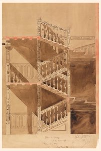 Tekening, Trap in de Cluny, Parijs, 1887 door Whitney Warren Jr.