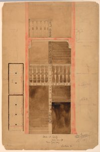 Tekening, Trap in de Cluny, Parijs, 1887 door Whitney Warren Jr.