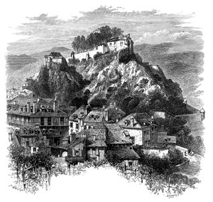 Het kasteel van Lourdes, Frankrijk, 19e eeuw door Whymper