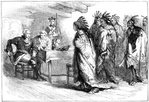 Bezoek van Pontiac en de Indianen aan Majoor Gladwin, 1763 ca. 1880