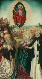 Visioen van de heilige Dominicus van Christus met de drie lansen door Wiener Maler (Umkreis Meister des Schottenaltars)