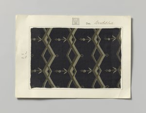 Staal met bedrukte zijde, dessin Buddha door Wiener Werkstätte