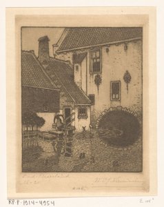 Achtergevel van het stadhuis in Oud-Beijerland door Wijnand Otto Jan Nieuwenkamp (signed by artist)