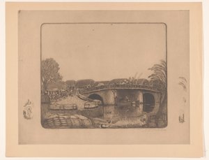 Brug in Batavia door Wijnand Otto Jan Nieuwenkamp (signed by artist)