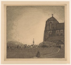 Gezicht op Veere door Wijnand Otto Jan Nieuwenkamp (signed by artist)