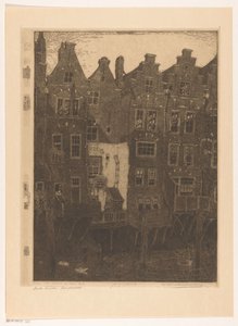 Huizen aan de Voorstraatshaven in Dordrecht door Wijnand Otto Jan Nieuwenkamp (signed by artist)