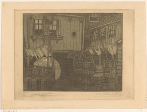 Huizen aan de haven van Enkhuizen door Wijnand Otto Jan Nieuwenkamp (signed by artist)