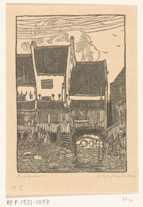 Huizen aan de haven van Enkhuizen Oude huizen, Enkhuizen door Wijnand Otto Jan Nieuwenkamp (signed by artist)