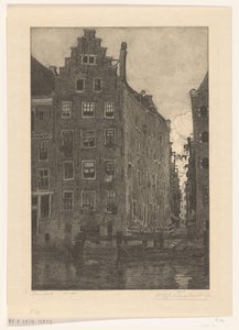 Huizen aan het Damrak in Amsterdam door Wijnand Otto Jan Nieuwenkamp (signed by artist)