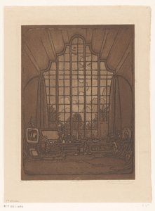 Interieur van het atelier van Wijnand Otto Jan Nieuwenkamp aan Het Marken in Edam door Wijnand Otto Jan Nieuwenkamp (signed by artist)
