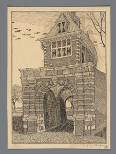 Oosterpoort te Hoorn door Wijnand Otto Jan Nieuwenkamp (signed by artist)