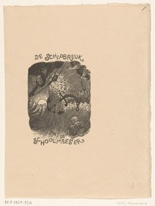 Ontwerp van een titelpagina voor: De Schoolmeester, De schipbreuk door Wijnand Otto Jan Nieuwenkamp