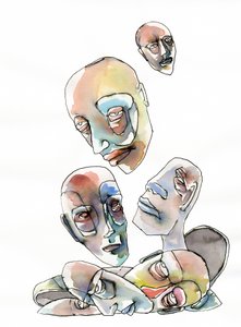 Abstracte menselijke hoofden door Wildemar Doomgriever