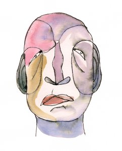 Abstract: peinzend gezicht door Wildemar Doomgriever