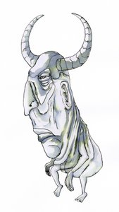Fantasiewezen met hoorns door Wildemar Doomgriever
