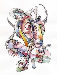 Surrealistische, met elkaar verweven gezichten door Wildemar Doomgriever