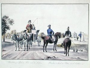 Rijden in Prater Park, Wenen, gegraveerd door Adam von Bartsch (1757-1821) 1804 door Wilhelm Alexander (after) Kobell