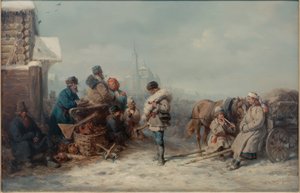 Jaarmarkt in Jelna in het Gouvernement Smolensk door Wilhelm Amandus Beer